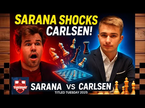 Alexey Sarana Defeats Magnus Carlsen | Titled Tuesday 2025 | Stunning Upset❗