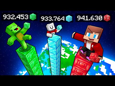 JJ vs Mikey vs Carrie: TOWER BATTLE in Minecraft - Maizen