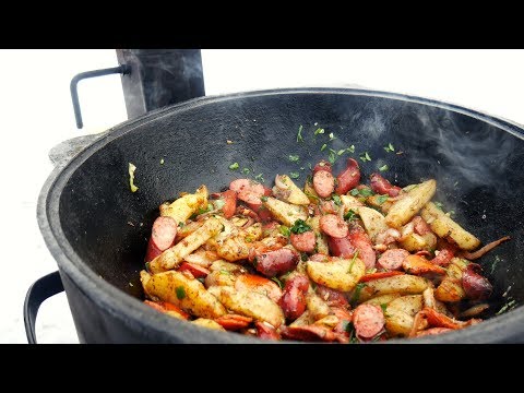 КАРТОФЕЛЬ ПО-ОХОТНИЧЬИ В КАЗАНЕ НА КОСТРЕ