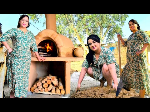 Village Life in Iran | Building a Clay Oven & Baking Pizza at Home