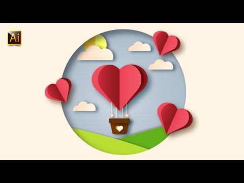 HOW TO DRAW A VALENTINE CARD IN A PAPER CUT OUT STYLE. ADOBE ILLUSTRATOR TUTORIAL.