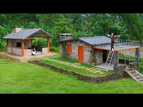 The Girl Spends 60 Days To Alone Build Stone House And Kitchen --TIMELAPSE from Start to Finish