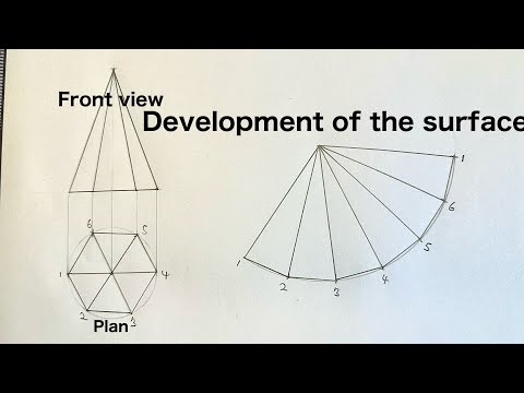 How To Develop The Surface Of A Hexagonal Pyramid || Development Of Hexagonal Pyramid.