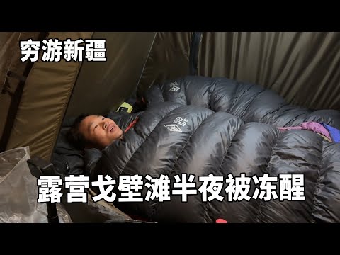 穷游兄弟自行车骑行新疆，露营戈壁滩气温骤降零下12度，被冻醒狗子都不想起床【云游兄弟】