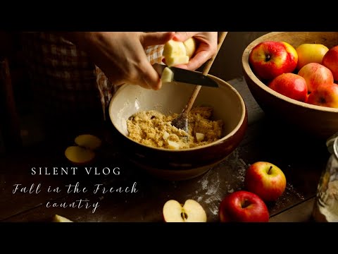 Silent vlog, country life in France, cosy baking on a rainy day, hazelnuts and apple scones 🍂🍎🌧️