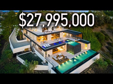Modern Mansion in Bel Air has a Floating Driveway & 2 Pools!