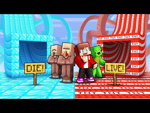Villagers vs Mikey & JJ Choose the Right Tunnel in Minecraft (Maizen)