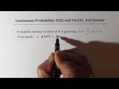 Continuous Probability Density function of X is given by k/x^2 Expectation Variance Quartiles