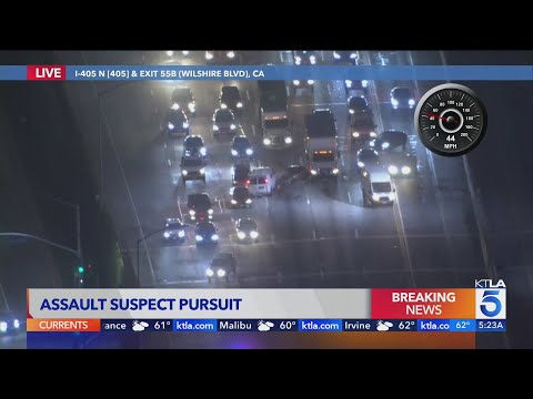 Extended Video: Woman fleeing police rams into cars on the 405 Freeway