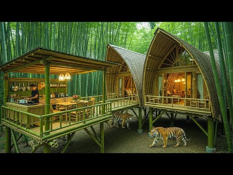 Man builds Bamboo house to avoid Wild Animals - Survival from start to finish