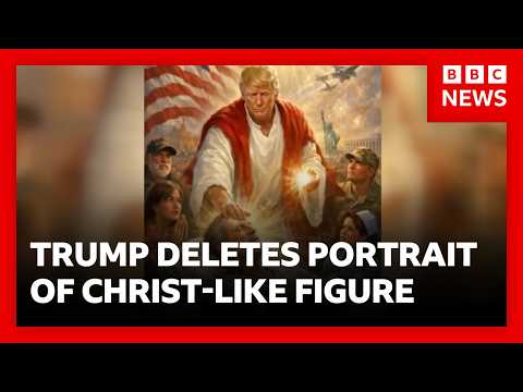 Trump deletes portrait as Jesus Christ figure - after feud with Pope over Iran | BBC News