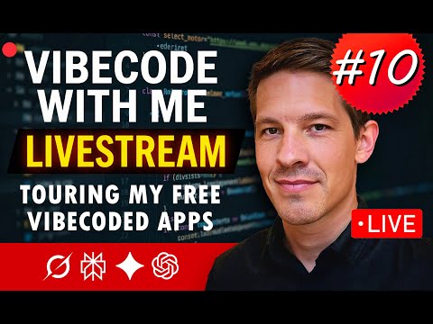 Vibecode With Me Livestream #10: Touring my FREE Vibecoded apps
