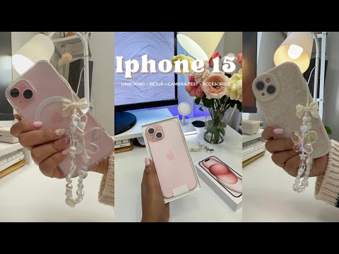 iPhone 15 (pink) Aesthetic Unboxing + Accessories + Camera Test