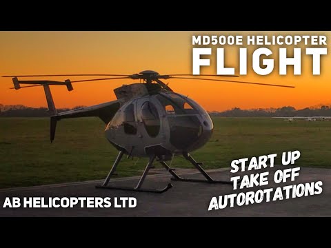 MD500E Helicopter Start Up , take off and autorotations