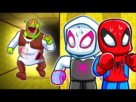 Spidey Friends Escape SHREK BACKROOMS in Roblox .....