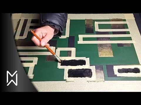 Geometric Abstract Art Painting - Acrylics on Canvas - Masking Tape