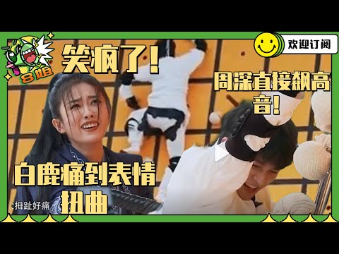 这期太好玩了！#周深 攀岩痛到开辟新的音域！#白鹿 痛到表情扭曲！真是笑到肚子疼！  #8姐就爱扒八叭