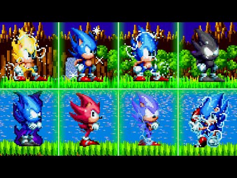 Evolution of Super Sonic Forms in Sonic Mania (Hyper,Dark,Lighting, Super,God and MUI)