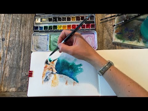 Watercolor Painting of a Fox