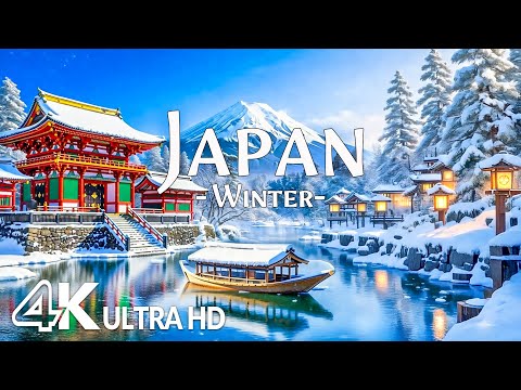 Winter in Japan 4K – Snowy Temples, Frozen Forests & Japanese Alps | Relaxing Music