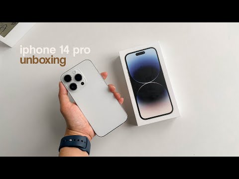 iphone 14 pro unboxing 📱 silver 256gb