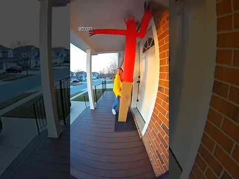 Porch Pirate VS Inflatable Tube Man #instantkarma