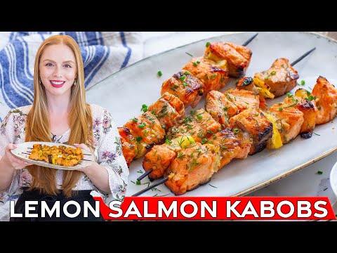 The Best Garlic, Herb & Salmon Salmon Kabobs | Oven & Grill! | with yogurt dipping sauce