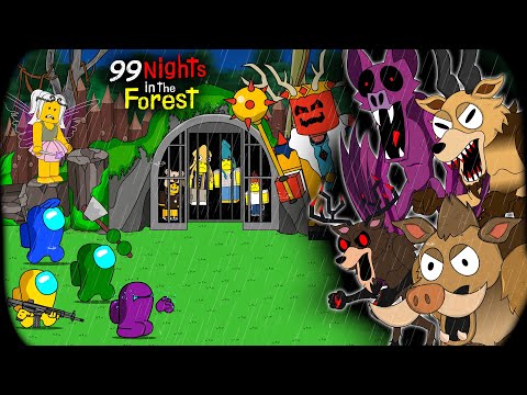 Among Us vs 99 Night in the Forest Roblox | NEW MONSTERS || ANIMATION