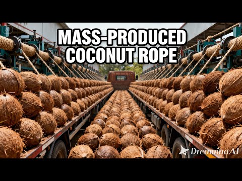 How Coconut Husks Are Turned Into Rope Inside the Factory #industrialprocess #farming #howitsmade