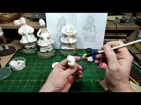 ☺️ ДЕВОЧКА КРАСАВИЦА. Урок номер 7. Роспись личика. Тонировка подставки. Тарелочка.