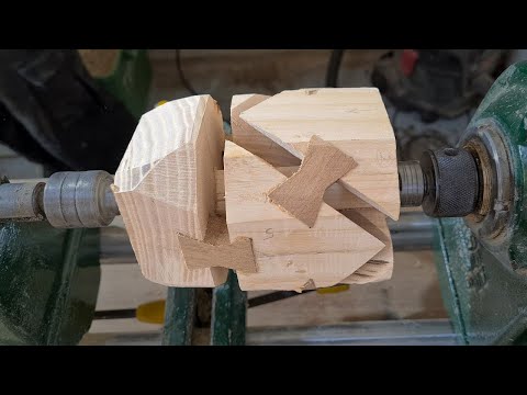 Woodturning floating triangles with bowties - extreme open segmented bowl