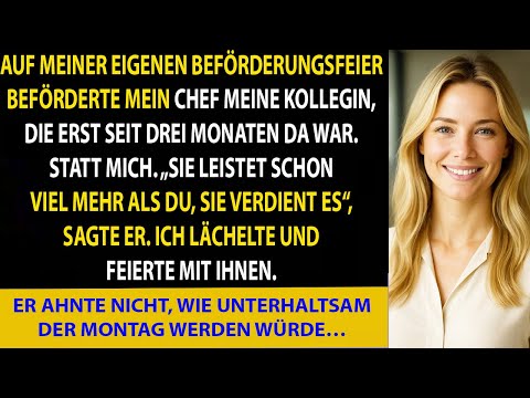 Auf meiner Beförderungsparty beförderte mein Chef meinen Kollegen — ich lächelte, bis alles änderte.