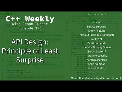 C++ Weekly - Ep 295 - API Design: Principle of Least Surprise
