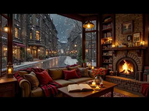 Deep Winter Night Jazz ❄️ Snowy Coffee Ambience & Cozy Fireplace Sounds for Study and Focus
