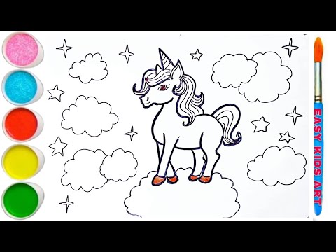 Unicorn 🦄 drawing, coloring and painting for kids and toddlers