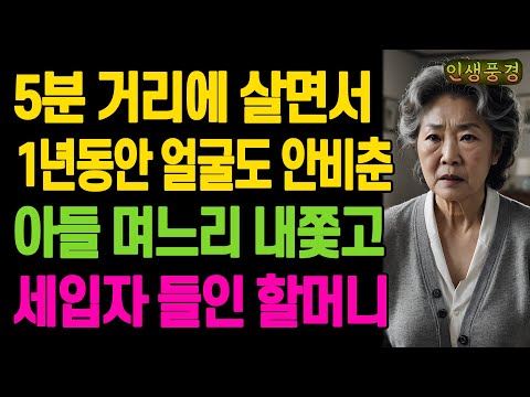 5분 거리에 살면서 1년동안 얼굴도 안비춘 아들 며느리 내쫓고 세입자 들인 할머니 노년의 삶의 지혜 행복한 노후생활 부모자식갈등 사연 이야기 오디오북