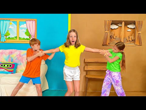 Nastya ve Renkli Oyuncaklarla Karton Meydan Okuması