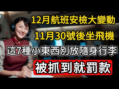 12月航班安檢大變動！11月30號後坐飛機，這7種小東西別放隨身行李。抓到就罰款 #機場安檢新規 #飛機違禁品 #登機注意事項 #登機流程 #出差攻略 #旅遊攻略 #元旦出行 #機場指南