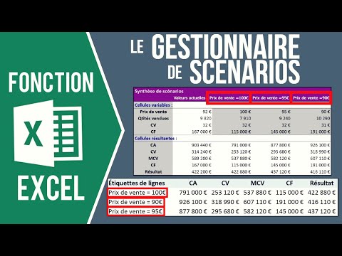 EXCEL - UTILISER LE GESTIONNAIRE DE SCÉNARIOS (Synthèse de scénarios, fusion des scénarios, tcd..)