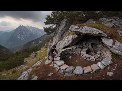 Man in the Mountains Builds 3 Amazing Shelters / Stone Shelter / @Hadioutdooradventures 