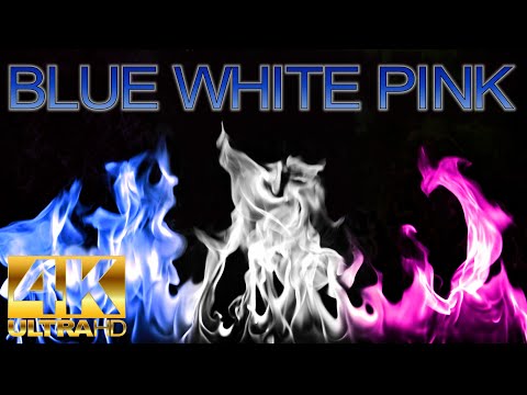 Blue White Pink Flames! (4K UHD) 12 Hours