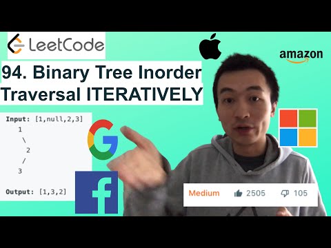 LeetCode 94. Binary Tree Inorder Traversal ITERATIVELY - Interview Prep Ep 75