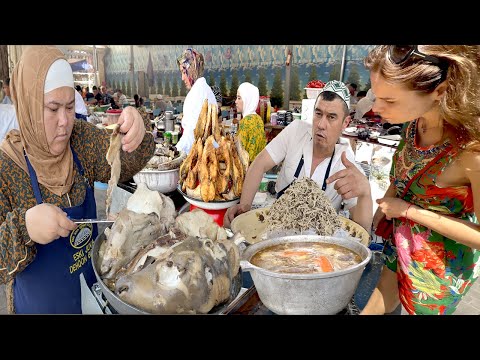 GOAT HEAD UZBEKS HAVE BREAKFAST EARLY MORNING | UZBEKISTAN 500 YEARS FAMOUS BREAKFAST CHORSU BAZAAR