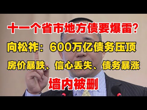 十一个省市地方债要爆雷?|向松祚:600万亿债务压顶!房价暴跌、信心丢失、债务暴涨!墙内被删