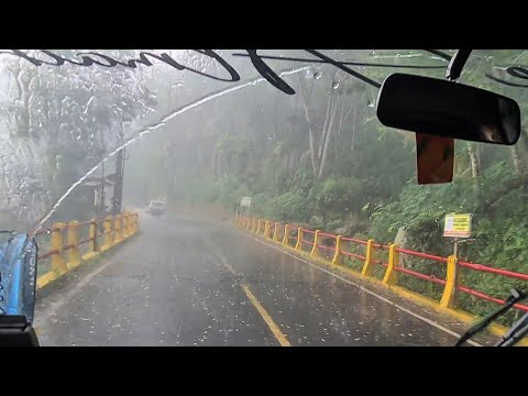 Heavy Rain Driving on a Beautiful Mountain Road - Relaxing Rain Sounds for Sleep