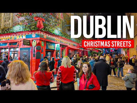 DUBLIN, Ireland 🇮🇪 Christmas Streets | 4K Walking Tour
