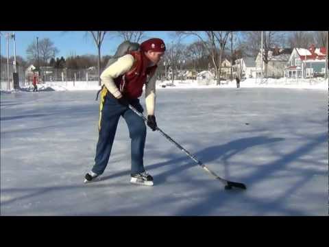 Playing ice hockey at an outdoor rink in Fredericton, New Brunswick | Hockey in Canada