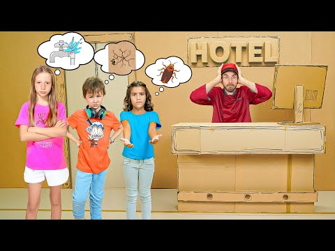Nastya and her friends are in a giant Cardboard Hotel