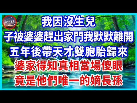 我因沒生兒，子被婆婆趕出家門我默默離開，五年後帶天才雙胞胎歸來，婆家得知真相當場傻眼，竟是他們唯一的嫡長孫！#為人處世 #生活經驗 #情感故事 #故事 #小說 #戀愛 #情感 #婚姻