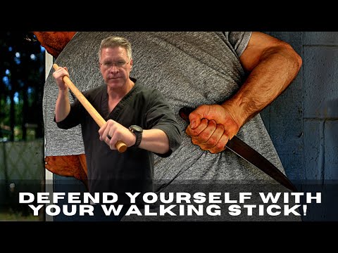 How to hit someone with a stick for self defense using the home made self defense walking stick